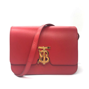 BURBERRY diagonal shoulder bag leather red ladies