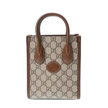 GUCCI Interlocking G Tote Beige Brown 671623 Women's GG Supreme Canvas Handbag