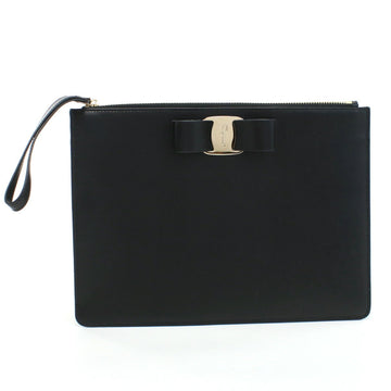 SALVATORE FERRAGAMO FERRAGAMO 22-D547 Clutch Bag Calf Black Ladies