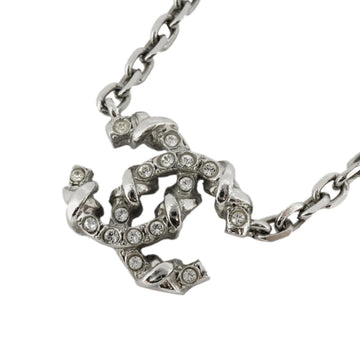 CHANEL Necklace Coco Mark Rhinestone Metal Material Silver F21B Women's