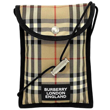 BURBERRY Shoulder Bag Beige Black Nova Check Phone Case Cotton Canvas  Pochette Flap Campbendish Neck Pouch Archive