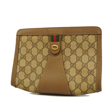 GUCCIAuth  Sherry Line Sherry 89 01 032 Women's GG Supreme Clutch Bag Beige