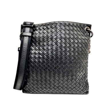 Bottega Veneta Shoulder Bag Intrecciato 172736 Leather Black Men's Women's