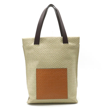LOEWE Repeat Anagram Shopper Tote Bag Handbag Leather Beige Camel Dark Brown