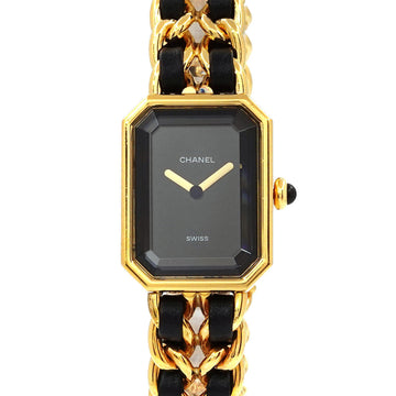 CHANEL Premiere L size H0001 Vintage Ladies Watch Black Dial Gold Quartz