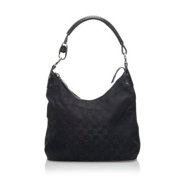 Gucci GG Canvas One Shoulder Bag 115003 Black Leather Ladies GUCCI