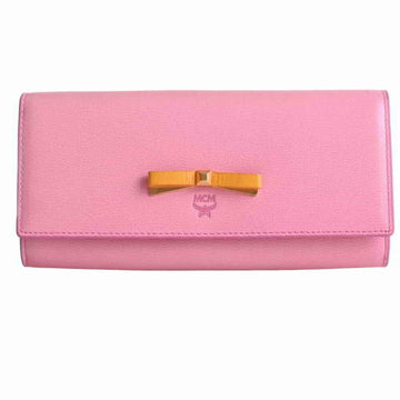 MCM Leather Folio Long Wallet Pink