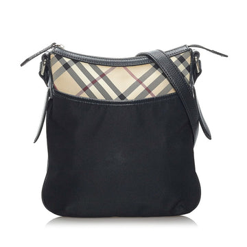 Burberry Nova Check Shoulder Bag Black Beige Nylon Leather Ladies BURBERRY