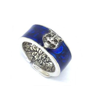 GUCCI Ring No. 13 14  Men's Women's Unisex Garden Cat Silver Blue 498500 J8410 8183 # Tiger