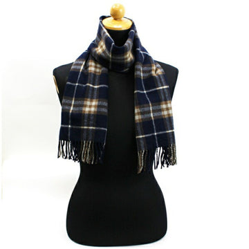 BURBERRY Cashmere Scarf Navy x Check 134 31 cm S Women's