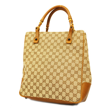 GUCCIAuth  Bamboo Tote Bag 112530 Women's GG Canvas Tote Bag Beige