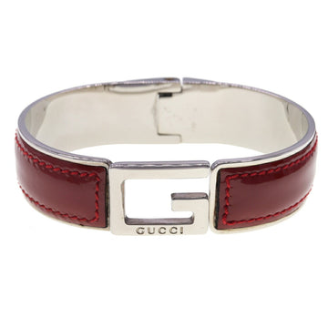 GUCCI bangle silver red patent leather metal bracelet ladies