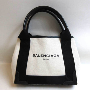 BALENCIAGA Bag Navy Cover XS Black x White Shoulder Hand Canvas 390346