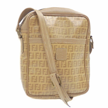 FENDI Shoulder Bag Zucchino Women's Beige PVC Leather