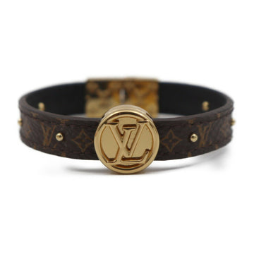 LOUIS VUITTON Brasserie LV Circle Reversible Bracelet M6173E Monogram Canvas Leather Brown Black Gold Metal Fittings