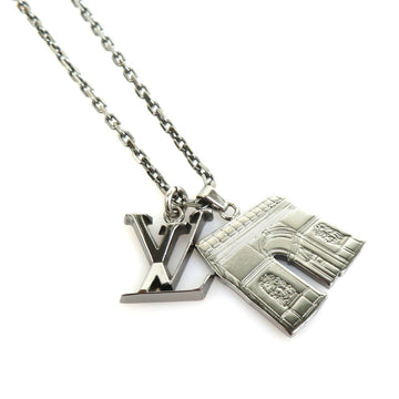 LOUIS VUITTON Necklace Collier Arc LV Initial City Metal Gunmetal Men's M68262