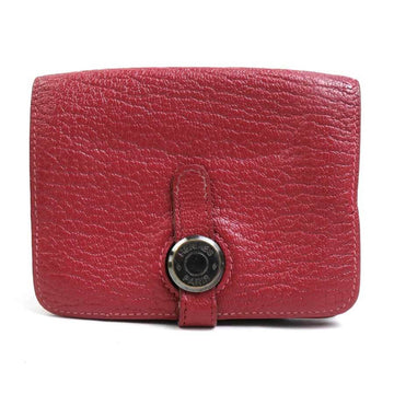 HERMES Card Case Dogon Leather Dark Red Unisex e55859f