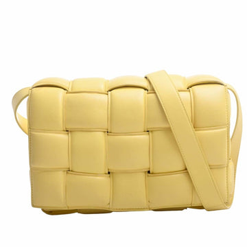 BOTTEGA VENETA Maxi Intrecciato Leather Paddet Cassette Shoulder Bag Yellow Women's