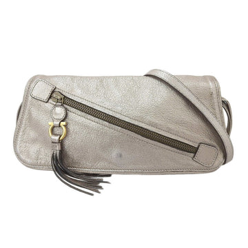 Salvatore Ferragamo Ferragamo Salvatore Bag Women's Shoulder Clutch Leather Silver