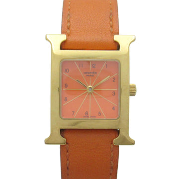 HERMES H watch Wrist Watch watch Wrist Watch HH1.201 Quartz Orange Gold Plated Leather belt