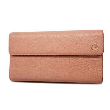 GUCCI Trifold Long Wallet Interlocking G Leather Pink Ladies