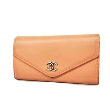 CHANEL long wallet caviar skin pink silver hardware ladies