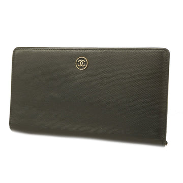 CHANELAuth  Coco Button Bi-fold long wallet gold metal fittings Women's Leather Long Wallet [bi-fold] Black