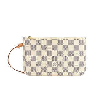 LOUIS VUITTON Damier Azur Pouch White Gray Gold Hardware