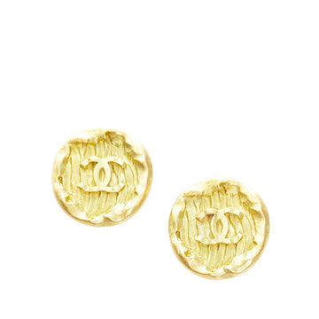 Chanel coco mark round earrings gold plating ladies