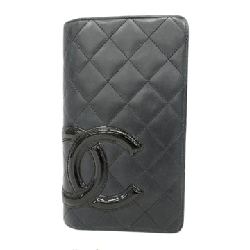 CHANEL long wallet Cambon lambskin black ladies