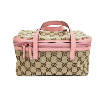 Gucci GG Canvas Vanity Bag Beige x Pink 124540 Ladies Handbag