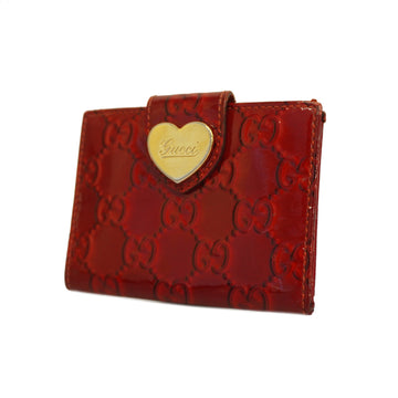 GUCCIAuth  Card Case Gold Hardware 224261 Patent Leather Red Color