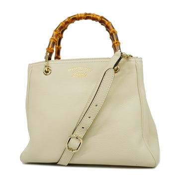 GUCCIAuth  Bamboo 2way Bag 336032 Women's Leather Ivory