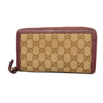 GUCCI Long Wallet GG Canvas 323397 Leather Brown Bordeaux Ladies