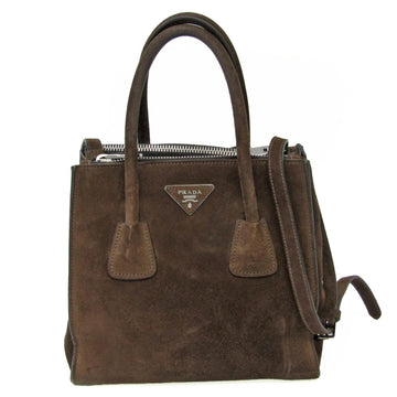 PRADA BN2625 Women's Leather,Suede Handbag,Shoulder Bag Dark Brown