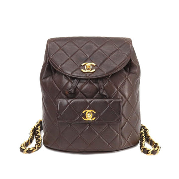 CHANEL matelasse chain backpack rucksack leather brown vintage gold metal fittings duma Matelasse Chain Backpack