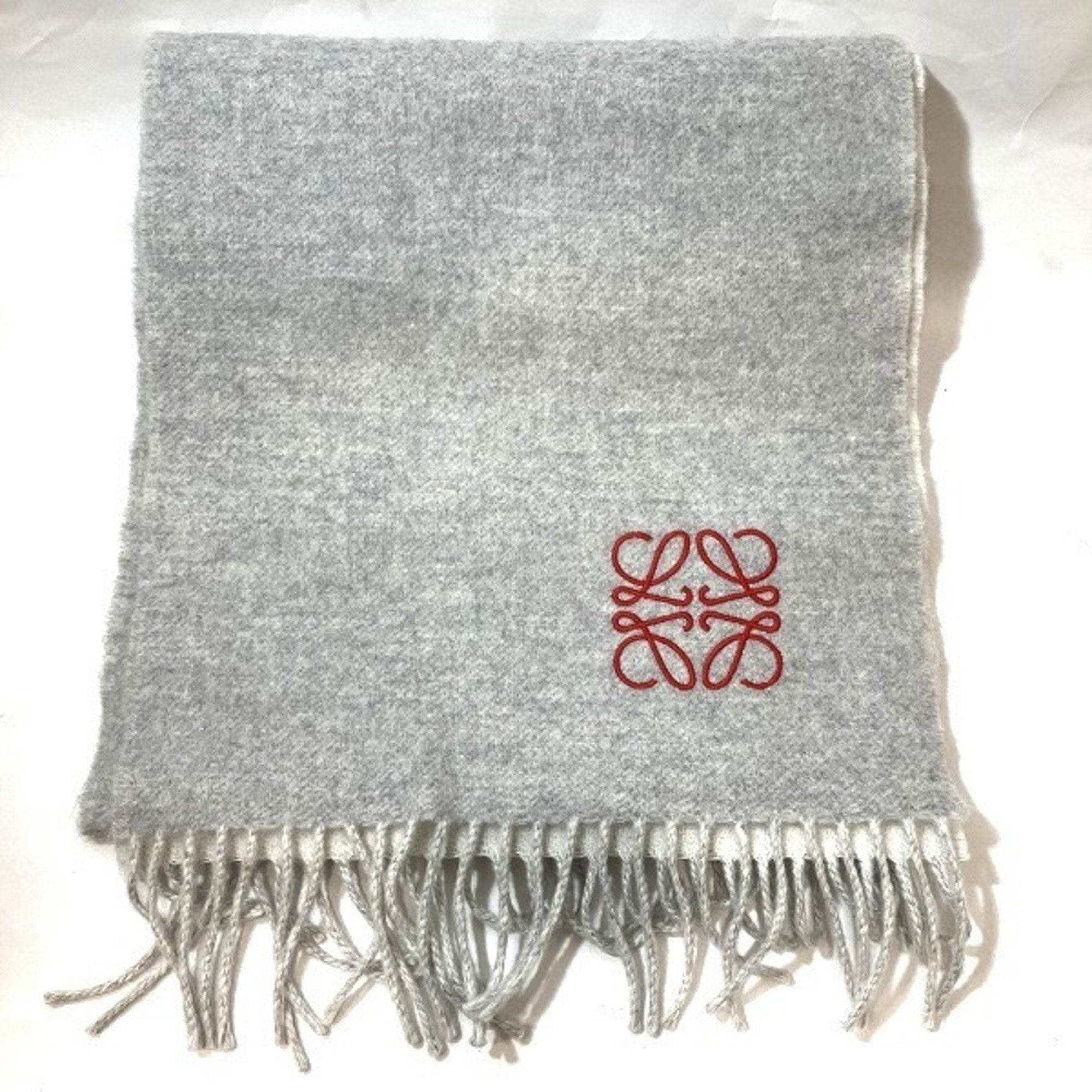 LOEWE gray wool cashmere brand accessory muffler ladies