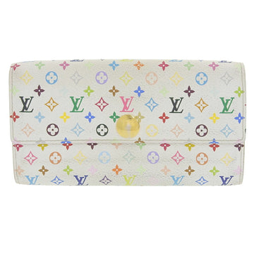 Louis Vuitton Monogram Multicolor Portefeuille Sarah Long Wallet with Hook Bronze White M93744