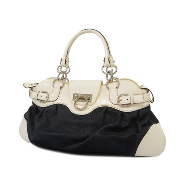 SALVATORE FERRAGAMOAuth  Gancini Handbag Women's Leather,Denim Navy,White