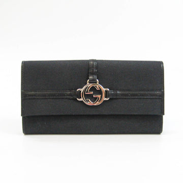 GUCCI Interlocking 115085 Women,Men Leather,Canvas Long Wallet [bi-fold] Black