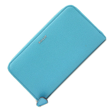 BALLY Round Long Wallet Turquoise Leather Men's Women's