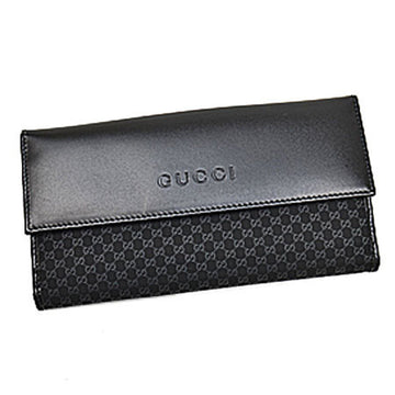 Gucci Bifold Long Wallet GG Pattern Nylon/Leather Black Unisex 143389