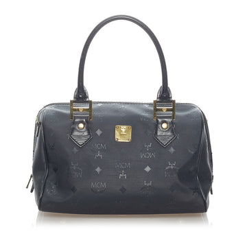 MCM Visetos Handbag Black PVC Leather Ladies