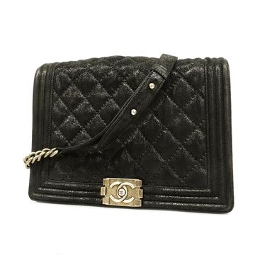 Chanel Shoulder Bag Boy Chanel Chain Shoulder Black Silver metal