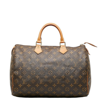 LOUIS VUITTON Monogram Speedy 35 Handbag M41107 Brown PVC Leather Women's