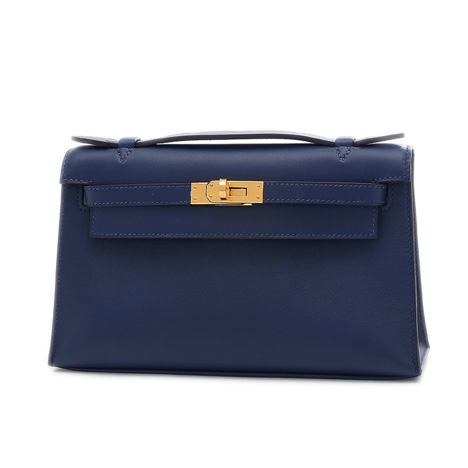 Hermes Mini Kelly 22 Pochette Bag 1z Blue Nuit swift GHW