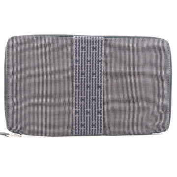 HERMES Travel Pouch Yale Line Gray Men's