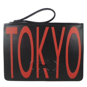SALVATORE FERRAGAMO TOKYO Gancini calf black unisex clutch bag rank