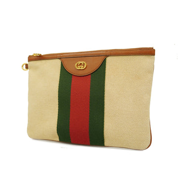 GUCCIAuth  Sherry Line Clutch Bag 576053 Women's Canvas Clutch Bag Beige