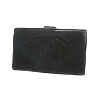 CHANELAuth  Bi-fold Long Wallet Gold Metal Women's Lambskin Long Wallet [bi-fol